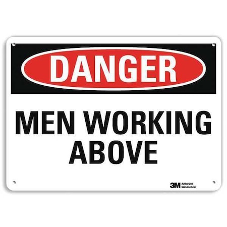 Danger, Men Working Above, 7 in x 10 in, Vertical Rectangle, Aluminum, U3-1789-NA_10x7 MPN:U3-1789-NA_10x7