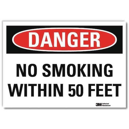 Danger No Smoking Sign, 5 in H, 7 in W, Reflective Sheeting, Horizontal Rectangle, U3-1863-RD_7X5 MPN:U3-1863-RD_7X5