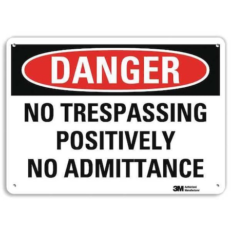 Danger Sign, 7 in H, 10 in W, Plastic, Vertical Rectangle, English, U3-1873-NP_10X7 MPN:U3-1873-NP_10X7