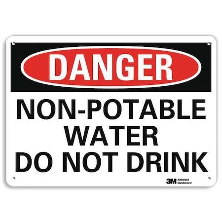 Danger, Non-Potable Water Do Not Drink, 7 in x 10 in, Vertical Rectangle, Plastic, U3-1876-NP_10X7 MPN:U3-1876-NP_10X7