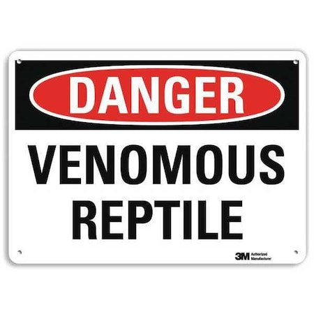 Danger, Venomous Reptile, 10 in x 14 in, Horizontal Rectangle, Plastic, U3-2038-NP_14X10 MPN:U3-2038-NP_14X10