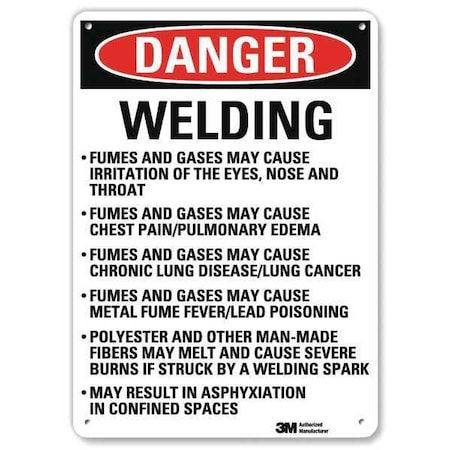 Danger Sign, 10 in Height, 7 in Width, Aluminum, Vertical Rectangle, English MPN:U3-2075-NA_7x10