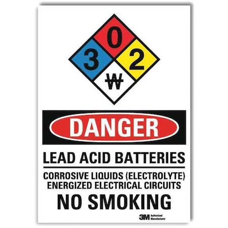 Danger No Smoking Sign, 14 in Height, 10 in Width, Reflective Sheeting, Vertical Rectangle, English MPN:U3-2083-RD_10X14
