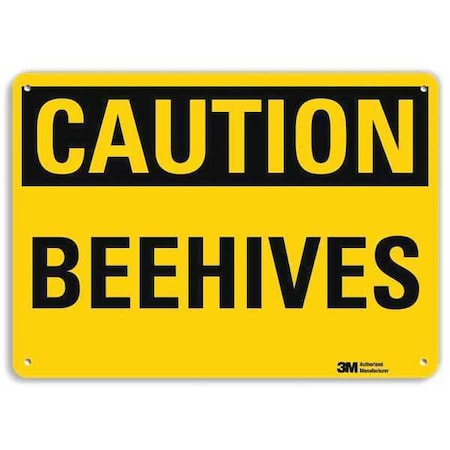 CAUTION BEEHIVES, 7 in x 10 in, Vertical Rectangle, Plastic, U4-1078-NP_10X7 MPN:U4-1078-NP_10X7