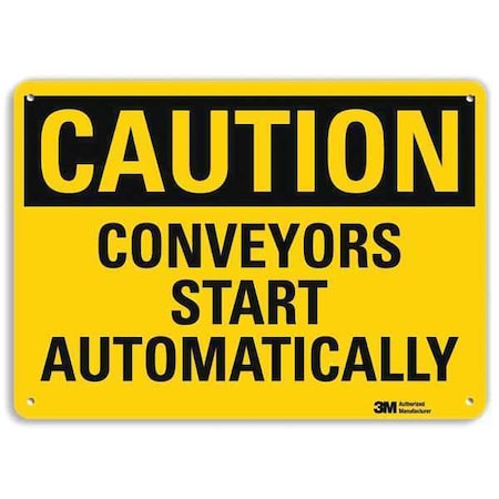 Caution Sign, 10 in Height, 14 in Width, Plastic, Horizontal Rectangle, English MPN:U4-1158-NP_14X10