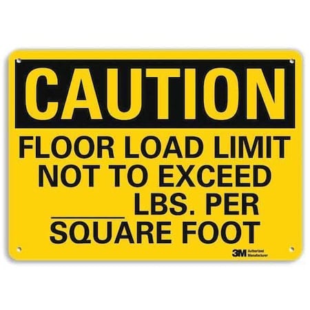 Caution, Floor Load Limit Not To Exceed _ Lbs. Per Sq. Ft., 7 x 10, Aluminum, U4-1315-NA_10x7 MPN:U4-1315-NA_10x7