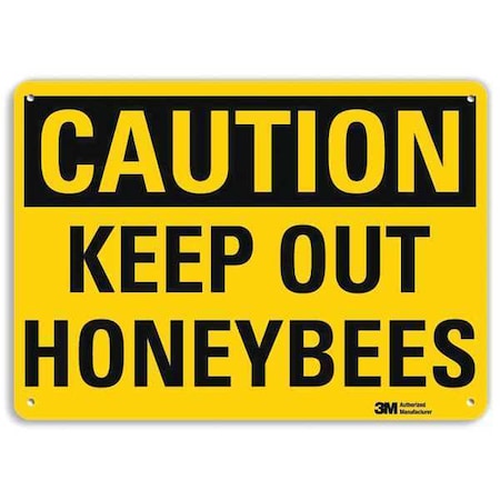 Caution, Keep Out Honeybees, 10 in W x 7 in H, Vertical Rectangle, Aluminum MPN:U4-1470-RA_10X7