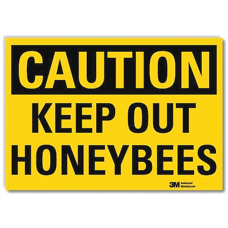 Caution, Keep Out Honeybees, 7 in W x 5 in H, Horizontal Rectangle, Reflective Sheeting MPN:U4-1470-RD_7X5
