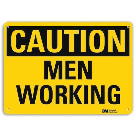 Caution, Men Working, 7 in x 10 in, Vertical Rectangle, Aluminum, U4-1525-RA_10X7 MPN:U4-1525-RA_10X7