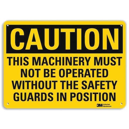 Caution Sign, 10 in Height, 14 in Width, Plastic, Horizontal Rectangle, English MPN:U4-1718-NP_14X10