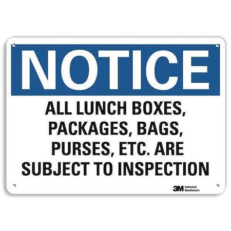 Notice Sign, 7 in H, 10 in W, Aluminum, Vertical Rectangle, English, U5-1050-RA_10X7 MPN:U5-1050-RA_10X7