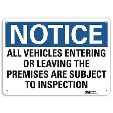 Notice Sign, 7 in H, 10 in W, Plastic, Vertical Rectangle, English, U5-1060-NP_10X7 MPN:U5-1060-NP_10X7
