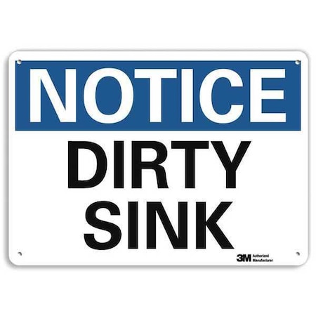 Notice, Dirty Sink, 7 in x 10 in, Vertical Rectangle, Plastic, U5-1121-NP_10X7 MPN:U5-1121-NP_10X7