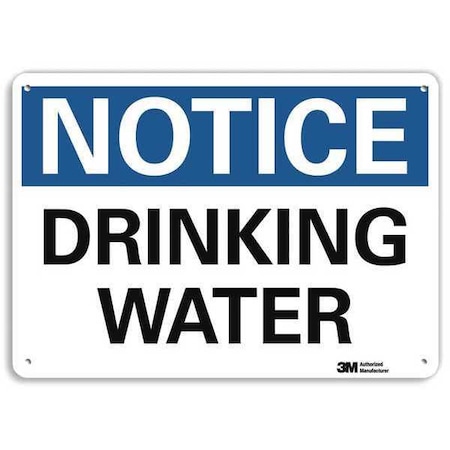 Notice, Drinking Water, 7 in x 10 in, Vertical Rectangle, Plastic, U5-1152-NP_10X7 MPN:U5-1152-NP_10X7