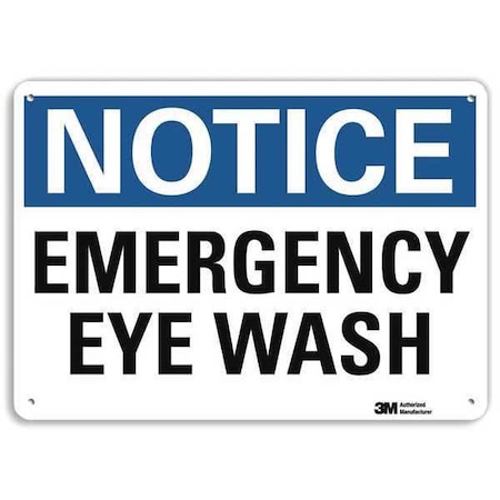 Notice, Emergency Eye Wash, 7 in x 10 in, Vertical Rectangle, Plastic, U5-1175-NP_10X7 MPN:U5-1175-NP_10X7