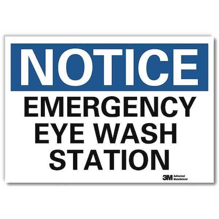Notice, Emergency Eye Wash Station, 5 in x 7 in, Reflective Sheeting, U5-1177-RD_7X5 MPN:U5-1177-RD_7X5