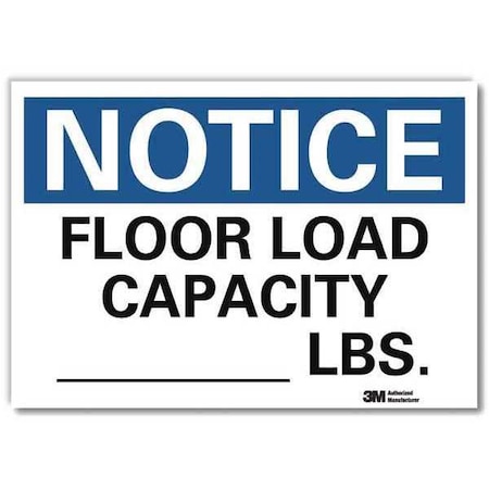 Notice, Floor Load Capacity _ Lbs., 5 in x 7 in, Reflective Sheeting, U5-1225-RD_7X5 MPN:U5-1225-RD_7X5