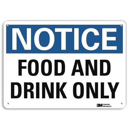 Notice, Food and Drink Only, 7 in x 10 in, Vertical Rectangle, Aluminum, U5-1229-NA_10x7 MPN:U5-1229-NA_10x7