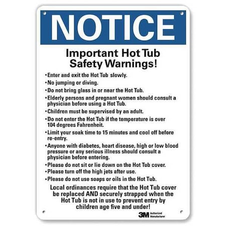 Important Hot Tub Safety Warnings! Enter And Exit.Slowly, 10 in x 7 in, Plastic, U5-1273-NP_7X10 MPN:U5-1273-NP_7X10