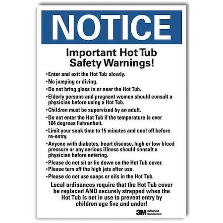 Important Hot Tub Safety Warnings Enter and Exit.Slowly, 14 in x 10 in, Sheeting, U5-1273-RD_10X14 MPN:U5-1273-RD_10X14