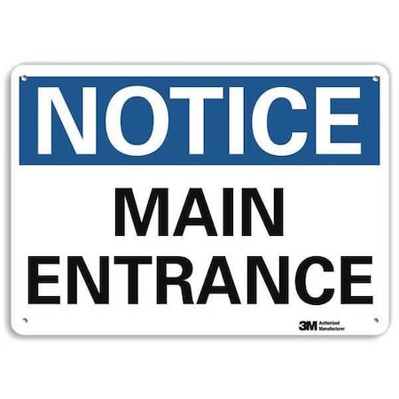 Entrance Sign, 7 in H, 10 in W, Plastic, Vertical Rectangle, English, U5-1313-NP_10X7 MPN:U5-1313-NP_10X7