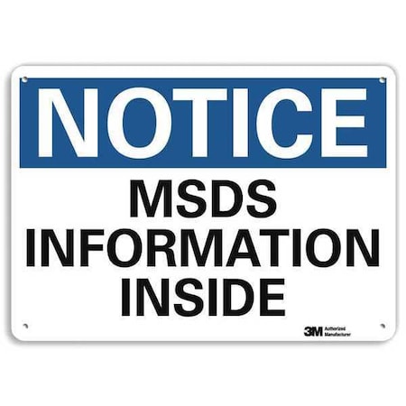 Notice Sign, 7 in Height, 10 in Width, Plastic, Vertical Rectangle, English MPN:U5-1330-NP_10X7