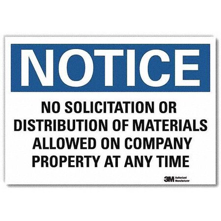 Notice Sign, 5 in H, 7 in W, Reflective Sheeting, Horizontal Rectangle, English, U5-1412-RD_7X5 MPN:U5-1412-RD_7X5
