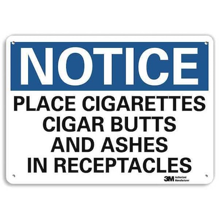 Place Cigarettes Cigar Butts And Ashes In Receptacles, 7 in x 10 in, Plastic, U5-1447-NP_10X7 MPN:U5-1447-NP_10X7