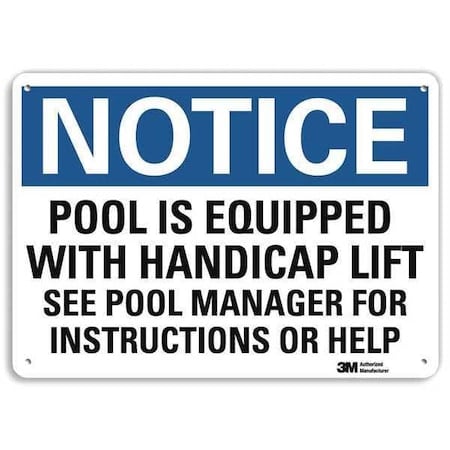 Pool Is Equipped with Handicap Lift See Pool Manager., 7 in x 10 in, Aluminum, U5-1460-NA_10x7 MPN:U5-1460-NA_10x7