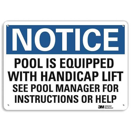 Pool Is Equipped with Handicap Lift See Pool Manager., 10 in x 14 in, Aluminum, U5-1460-NA_14x10 MPN:U5-1460-NA_14x10