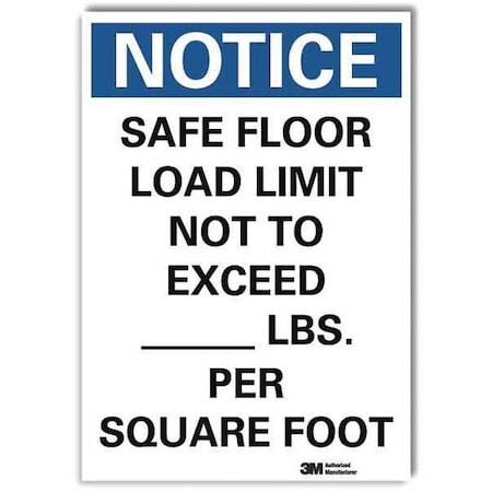 Safe Floor Load Limit Not to Exceed _ Lbs. Per Sq. Ft., 7 in x 5 in, Sheeting, U5-1490-RD_5X7 MPN:U5-1490-RD_5X7