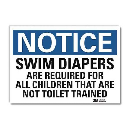 Notice, Swim Diapers Are Required For All Children., 10 x 14, Reflective Sheeting, U5-1535-RD_14X10 MPN:U5-1535-RD_14X10
