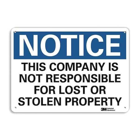 Notice Sign, 7 in H, 10 in W, Plastic, Vertical Rectangle, English, U5-1549-NP_10X7 MPN:U5-1549-NP_10X7