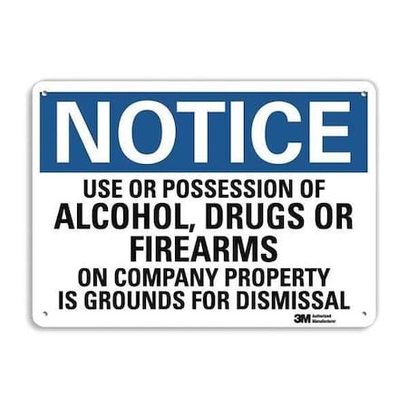 Notice Sign, 10 in H, 14 in W, Aluminum, Horizontal Rectangle, English, U5-1595-NA_14x10 MPN:U5-1595-NA_14x10