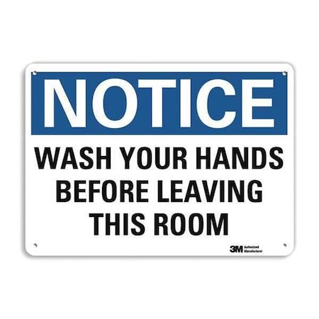 Wash Your Hands Before Leaving This Room, 7 in x 10 in, Aluminum, U5-1614-RA_10X7 MPN:U5-1614-RA_10X7