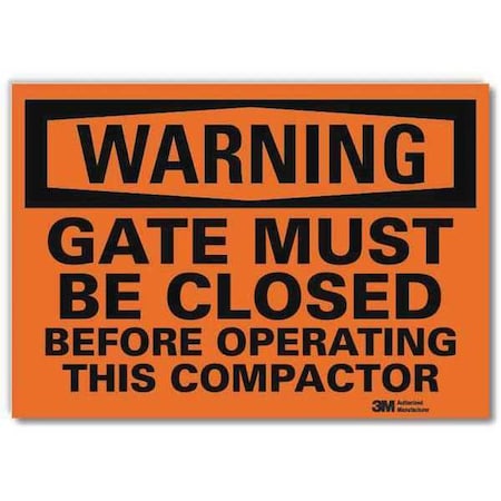 Warning Sign, Gate Must Be Closed, 14 in W MPN:U6-1098-RD_14X10