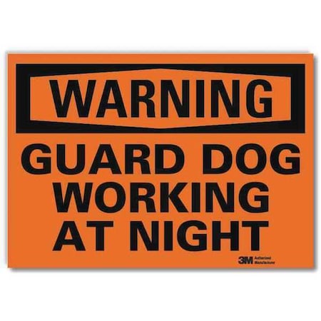 Warning, Guard Dog Working At Night, 10 in x 14 in, Reflective Sheeting, U6-1101-RD_14X10 MPN:U6-1101-RD_14X10