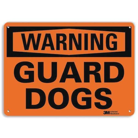 Warning, Guard Dogs, 7 in x 10 in, Vertical Rectangle, Aluminum, U6-1103-RA_10X7 MPN:U6-1103-RA_10X7