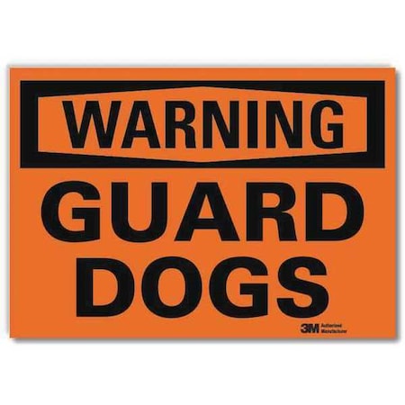 Warning, Guard Dogs, 5 in x 7 in, Horizontal Rectangle, Reflective Sheeting, U6-1103-RD_7X5 MPN:U6-1103-RD_7X5