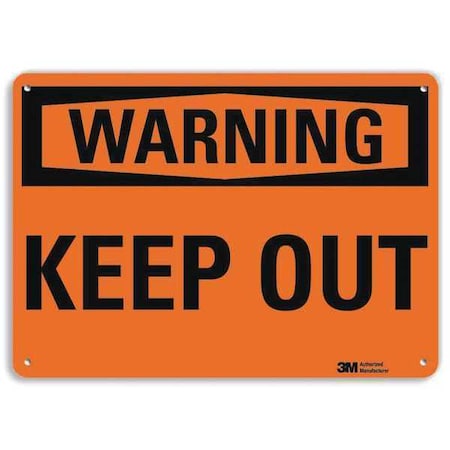 Warning Sign, Keep Out, Black/Orange, 7in H MPN:U6-1143-RA_10X7