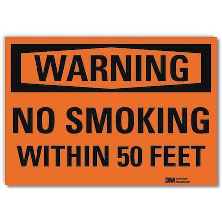 Warning No Smoking Sign, 5 in Height, 7 in Width, Reflective Sheeting, Horizontal Rectangle MPN:U6-1175-RD_7X5