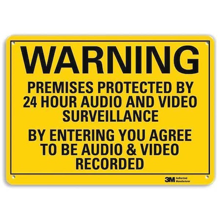 Warning Sign, Security, Black/Yellow, 7in H MPN:U6-1200-RA_10X7