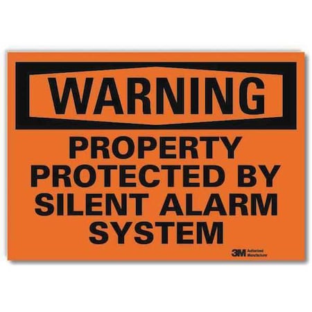 Warning, Property Protected By Silent Alarm System, 5 in x 7 in, Reflective Sheeting, U6-1209-RD_7X5 MPN:U6-1209-RD_7X5