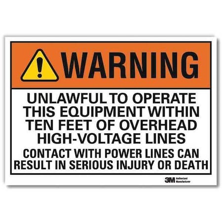 Warning Sign, 7 in Height, 10 in Width, Reflective Sheeting, Vertical Rectangle, English MPN:U6-1261-RD_10X7