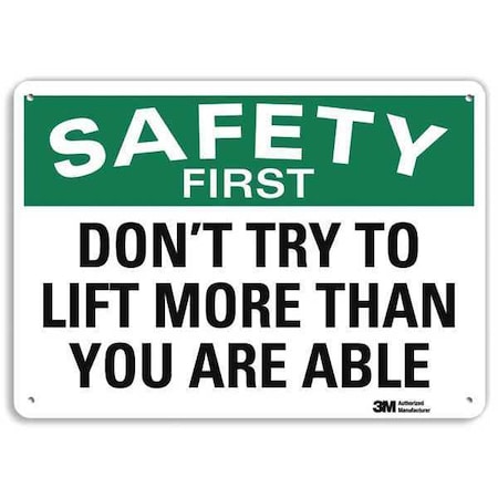 Safety Sign, 10 in H, 14 in W, Plastic, English, U7-1180-NP_14X10 MPN:U7-1180-NP_14X10
