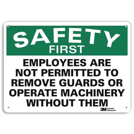 Safety Sign, 10 in H, 14 in W, Plastic, English, U7-1186-NP_14X10 MPN:U7-1186-NP_14X10