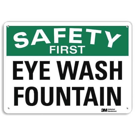 Eye Wash Sign, 7 in H, 10 in W, Plastic, Vertical Rectangle, English, U7-1196-NP_10X7 MPN:U7-1196-NP_10X7