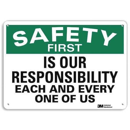 Safety Sign, 7 in H, 10 in W, Plastic, Vertical Rectangle, English, U7-1208-NP_10X7 MPN:U7-1208-NP_10X7