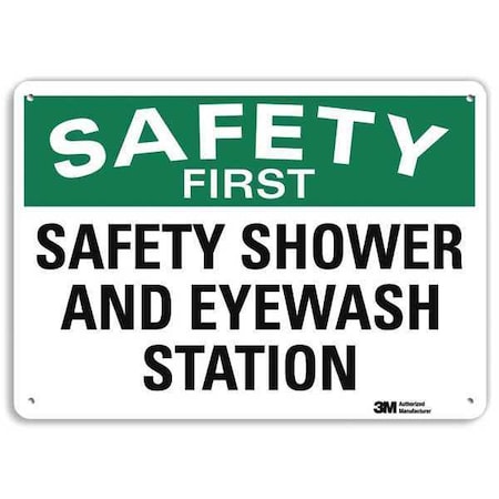 Eye Wash Sign, 10 in H, 14 in W, Plastic, English, U7-1245-NP_14X10 MPN:U7-1245-NP_14X10