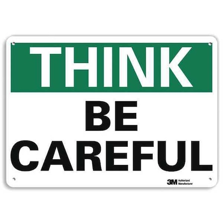 Think Sign, 10 in Height, 14 in Width, Plastic, Horizontal Rectangle, English MPN:U7-1282-NP_14X10